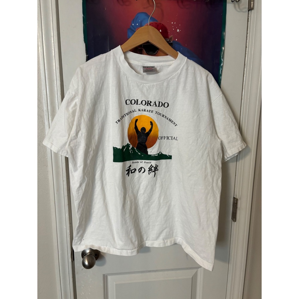 Vintage Oneita Colorado Traditional Karate Tournament T-Shirt White XL Single